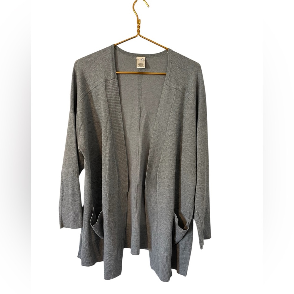 Terra & Sky Gray Open Front Women's Sweater Size 0X/14W‎